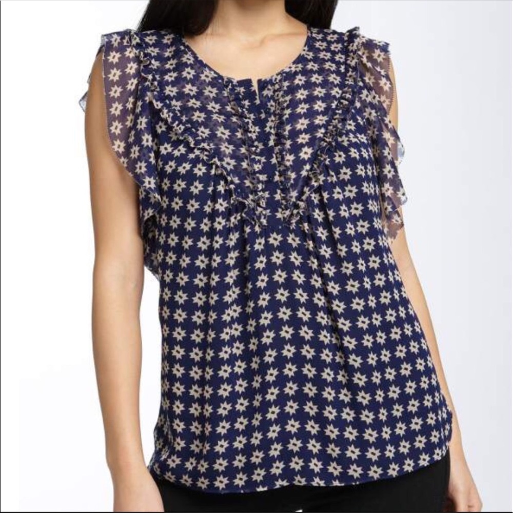 DVF Silk Libellule Gaucho Star Print Blouse